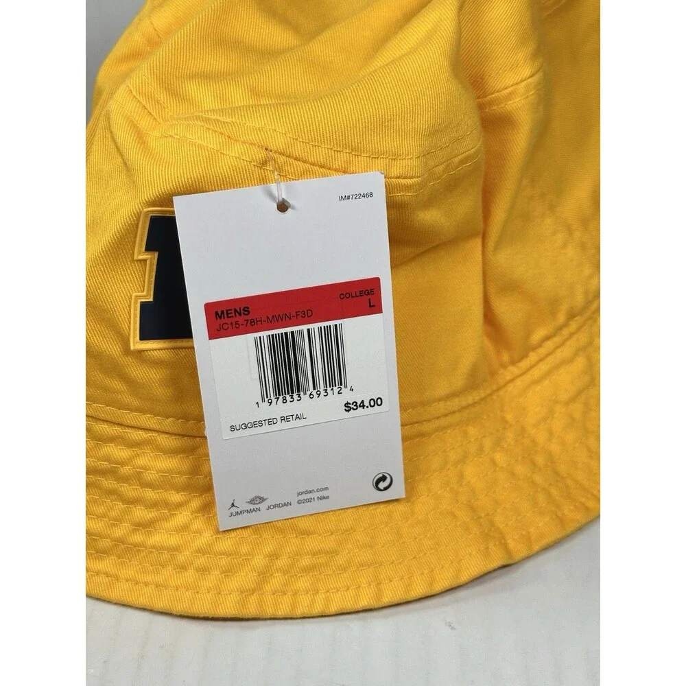 Size L Jordan Michigan Wolverines Bucket Hat Yellow Jumpman College NCAA NEW NWT
